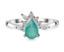 Klenoty Amber Luxusní stříbrný prsten se zeleným onyxem a topazy Bohyně Velikost: 54 zelená, 54, stříbro Ag 925/1000