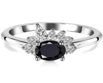 Klenoty Amber Luxusní stříbrný prsten s turmalínem a topazy Ochránce Velikost: 55 černá, 55, stříbro Ag 925/1000
