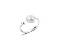 Stříbrný otevřený prsten s perlou bílá, stříbro Ag 925/1000