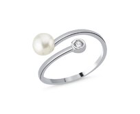 Stříbrný otevřený prsten Linie Perla - nastavitelná velikost stříbro Ag 925/1000