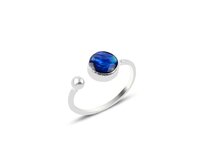 Stříbrný otevřený prsten s perletí modrá, stříbro Ag 925/1000