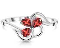 Klenoty Amber Luxusní stříbrný prsten s granátem Trojlístek Velikost: 57 červená, 57, stříbro Ag 925/1000