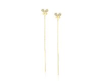 Klenoty Amber Stříbrné řetízkové náušnice Motýl gold pozlacené stříbro Ag 925/1000
