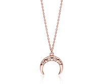 Klenoty Amber Stříbrný náhrdelník půlměsíc se zirkony - růžové zlacení růžová, pozlacené stříbro Ag 925/1000
