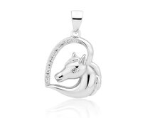 Klenoty Amber Přívěsek kůň bílé oko stříbrná , stříbro Ag 925/1000