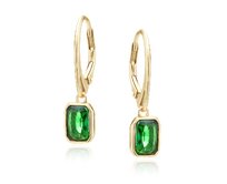 Klenoty Amber Pozlacené náušnice kroužky RECTANGLE EMERALD zelená