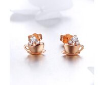 Klenoty Amber Náušnice káva růžové zlacení růžová, pozlacené stříbro Ag 925/1000