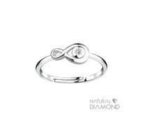 Stříbrný nastavitelný prsten s diamantem Nekonečno bílá, stříbro Ag 925/1000