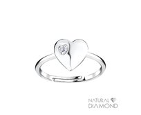 Stříbrný nastavitelný prsten s diamantem Srdce z lásky bílá, stříbro Ag 925/1000