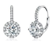 Klenoty Amber Stříbrné náušnice s moissanitem Evelis bílá, stříbro Ag 925/1000