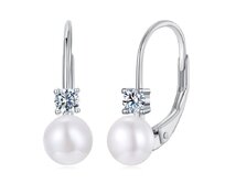 Klenoty Amber Stříbrné náušnice s moissanitem Perla - stříbro 925 pozlacené 18K bílé zlato bílá, stříbro Ag 925/1000