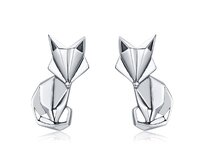 Klenoty Amber Stříbrné náušnice origami liška  stříbrná , stříbro Ag 925/1000