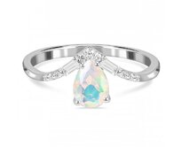 Klenoty Amber Luxusní stříbrný prsten s opálem a topazy Princess Velikost: 52 duhová, 52, stříbro Ag 925/1000