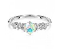 Klenoty Amber Luxusní stříbrný prsten s opálem a topazy Soulmate Velikost: 57 duhová, 57, stříbro Ag 925/1000