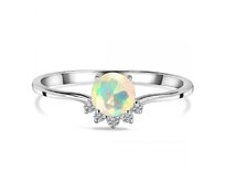 Klenoty Amber Luxusní stříbrný prsten s opálem a topazy Spirit Velikost: 60 duhová, 60, stříbro Ag 925/1000