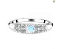 Klenoty Amber Luxusní stříbrný prsten s měsíčním kamenem a topazy Timeless Velikost: 57 duhová, 57, stříbro Ag 925/1000