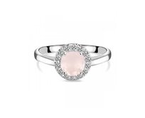 Klenoty Amber Luxusní stříbrný prsten růženín a topaz Luna Velikost: 52 růžová, 52, stříbro Ag 925/1000