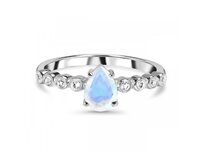 Klenoty Amber Luxusní stříbrný prsten měsíční kámen Honey Velikost: 52 duhová, 52, stříbro Ag 925/1000