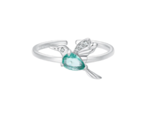 Klenoty Amber Stříbrný prsten Kolibřík zelený  stříbrná , stříbro Ag 925/1000