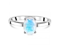 Klenoty Amber Stříbrný prsten měsíční kámen Solo Velikost: 54 duhová, 54, stříbro Ag 925/1000