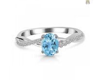 Klenoty Amber Luxusní stříbrný prsten topaz Sky Velikost: 54 modrá, 54, stříbro Ag 925/1000