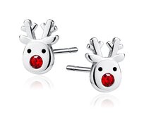 Klenoty Amber Veselí sobíci s červeným nosem – náušničky, které rozzáří každé Vánoce  červená, stříbro Ag 925/1000