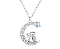 Klenoty Amber Luxusní náhrdelník králíček sedící na měsíci stříbro Ag 925/1000