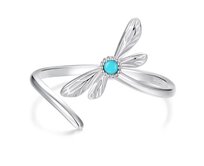 Klenoty Amber Stříbrný prstýnek „Vážka“ s tyrkysovým kamínkem – symbol svobody a proměny modrá, stříbro Ag 925/1000