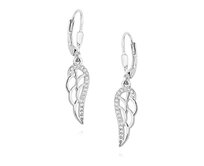 Klenoty Amber Stříbrné náušnice se zirkony - andělská křídla bílá, stříbro Ag 925/1000