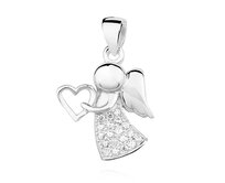 Klenoty Amber Stříbrný andílek se srdcem  stříbrná , stříbro Ag 925/1000