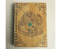 Dřevěný diář - Čínský drak s perlou