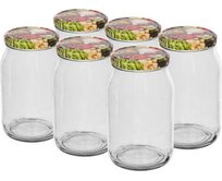 Browin Zavařovací sklenice 900 ml barevné víčko 82 mm, 6 ks