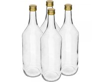 Browin Láhev 1000 ml, kulatá, hladká + zátka, 4ks