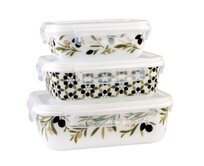 DuraHome Dóza skleněná hermetická, olivy, sada 3 ks