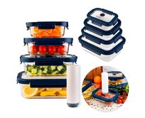 DuraHome Dóza skleněná, vakuovací, sada 4 ks, 370 - 1500 ml, s el. pumpičkou