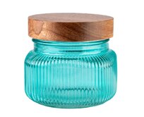 DuraHome Dóza s dřevěným šroubovacím uzávěrem, 0,5 l, tyrkys
