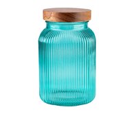 DuraHome Dóza s dřevěným šroubovacím uzávěrem, 2l, tyrkys