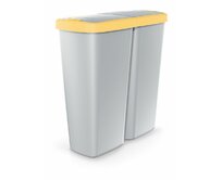 Prosperplast Odpadkový koš COMPACTA Q DUO popelavý se žlutým víkem, objem 50l Popelavá/žlutá, 54.5, Plast