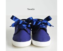TanaGo Modré námořnické saténové tkaničky no.7 Velikost: 120 cm, Barva: Modrá Modrá, 120 cm