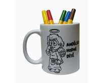 Hrnek anděl k vybarvení + fixy