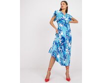 Bílo-modré maxi šaty s potiskem modrá, One Size, 95% polyester, 5% elastan