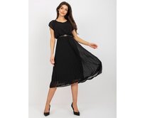 Černé šaty se skládanou sukní černá, One Size, 70% viskóza, 30%polyester