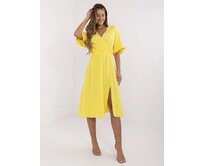Letní mušelínové šaty se zavinovacím výstřihem žlutá, One Size, midi, 100% bavlna