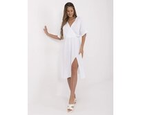 Letní mušelínové šaty se zavinovacím výstřihem bílá, One Size, midi, 100% bavlna