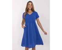 Letní modré šaty s žebrovaným vrškem - kopie modrá, One Size, mini, 50% bavlna, 5% elastan