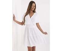 Letní bílé mušelínové šaty s elastickým pasem bílá, One Size, mini, 100% bavlna