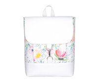 Městský Batoh KIM akvarelové letní květy s bílou Bílá, Medium