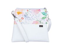 Malá crossbody  kabelka MANON  bílá s akvarelovými letními květy Bílá, Small