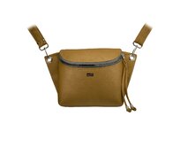 Crossbody ledvinka SALOME tmavá kari Hnědá, Medium