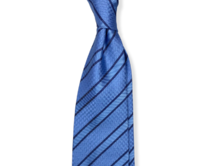 Světle modrá hedvábná kravata s proužkem Premium Modrá, Hedvábí